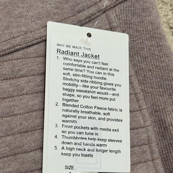 Lululemon Women's Radiant Jacket, Violet Verbena - Picture 7 of 7